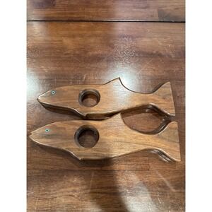 Fish‎ Wine Bottle Holder Tabletop Balance Natural Red Wood Display Rest Unique